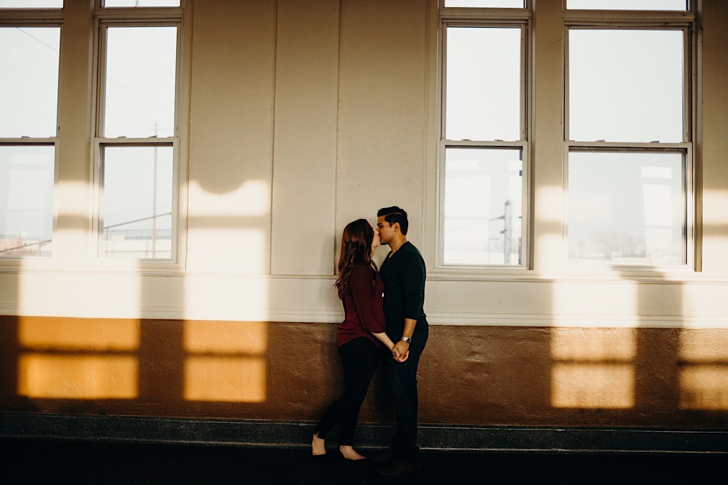 train station engagement session in lancaster city