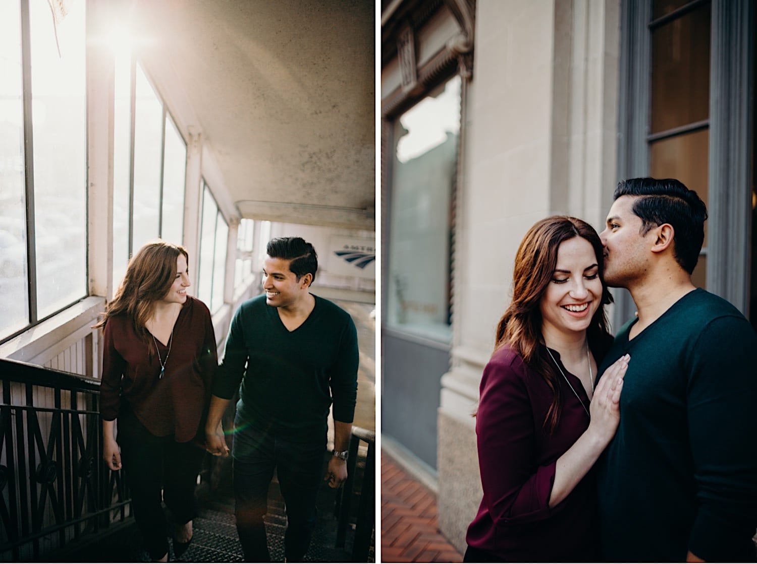 train station engagement session in lancaster city